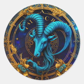 Capricorn Zodiac Graphic Runder Aufkleber
