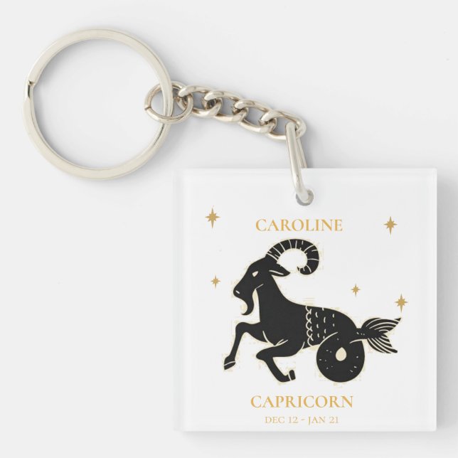 Capricorn Zodiac Namensschild Astrologisches Gesch Schlüsselanhänger (Vorderseite)