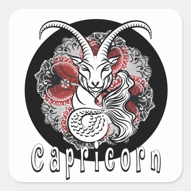 Capricorn zodiac-Schild Design von chennai Indipup Quadratischer Aufkleber (Vorderseite)