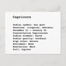 Capricorn Zodiac Sign Astrologie Geburtstag Postkarte
