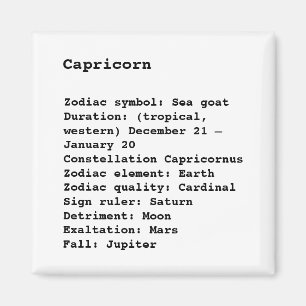 Capricorn Zodiac Sign Astrologie Schwarz-weiß Magnet