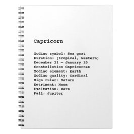 Capricorn Zodiac Sign Astrologie Schwarz-weiß Notizblock