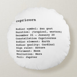Capricorn Zodiac Sign Astrologie Schwarz-weiß Rundes Kissen