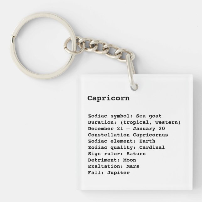 Capricorn Zodiac Sign Astrologie Schwarz-weiß Schlüsselanhänger (Vorderseite)