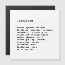 Capricorn Zodiac Sign Astrologie Schwarz-weißer Ma Magnetkarte