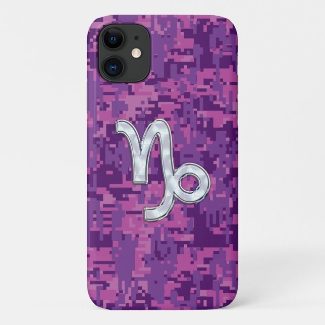Capricorn Zodiac Sign auf Fuchsia Camouflage Case-Mate iPhone Hülle (Rückseite)