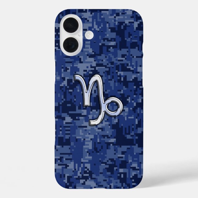Capricorn Zodiac Sign auf marineblauer Camouflage Case-Mate iPhone Hülle (Rückseite)