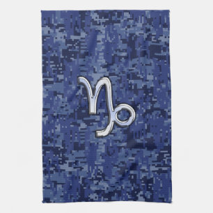 Capricorn Zodiac Sign auf Navy Digital Camouflage Handtuch