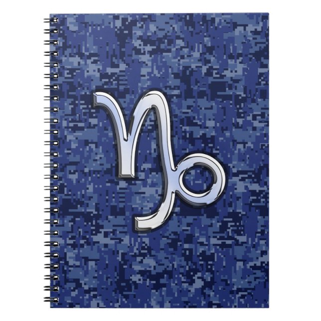 Capricorn Zodiac Sign auf Navy Digital Camouflage Notizblock (Vorderseite)