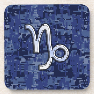 Capricorn Zodiac Sign auf Navy Digital Camouflage Untersetzer