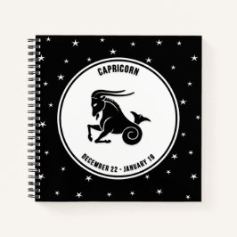 Capricorn Zodiac Sign, Black & White Notebook Notizbuch