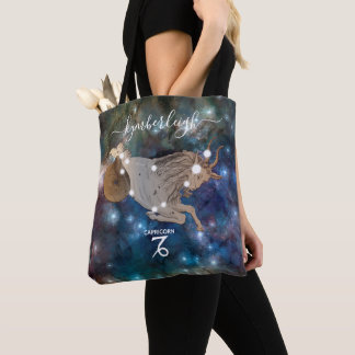 Capricorn Zodiac Sign Cosmic Monogram Name Blue