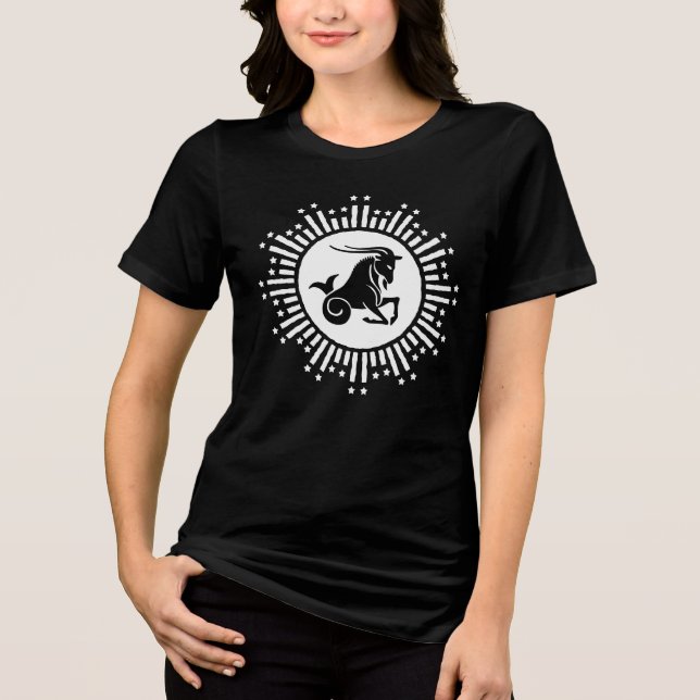 Capricorn Zodiac Sign Goat Cosmic Sternexplosion D Tri-Blend Shirt (Vorderseite)