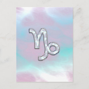 Capricorn Zodiac Sign on Mother Pearl Style Postkarte
