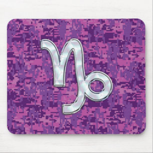 Capricorn Zodiac Sign Pink Digital Camouflage Mousepad
