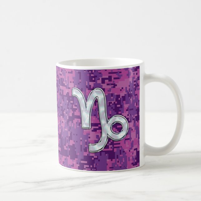 Capricorn Zodiac Sign Pink Digital Camouflage Tasse (Rechts)