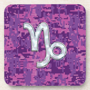 Capricorn Zodiac Sign Pink Digital Camouflage Untersetzer