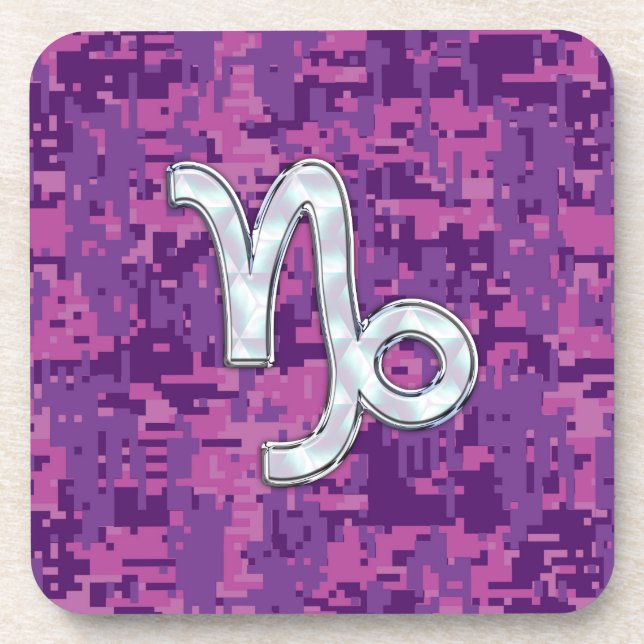 Capricorn Zodiac Sign Pink Digital Camouflage Untersetzer (Vorderseite)