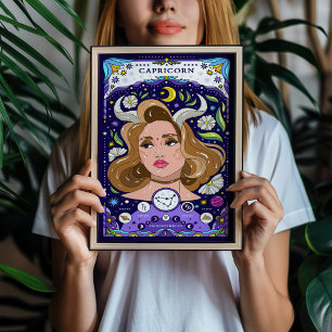 Capricorn Zodiac Sign Print - ehrgeizig und erdig Poster