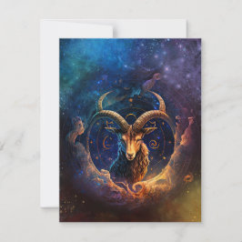 Capricorn Zodiac Sign Watercolor Design Mitteilungskarte