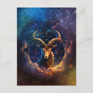 Capricorn Zodiac Sign Watercolor Design Postkarte