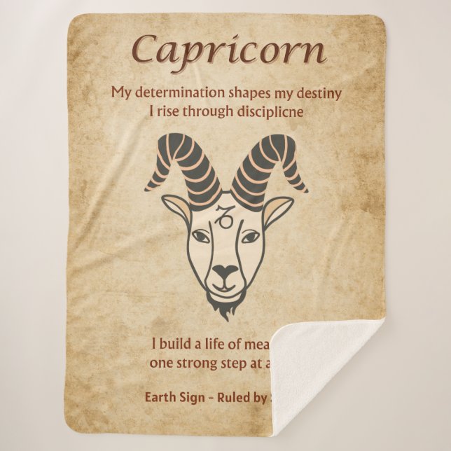 Capricorn Zodiac Sign with Affirmations Sherpadecke (Vorderseite)