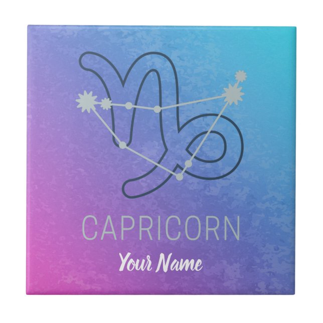 Capricorn Zodiac Star Sign Horoscope Constellation Fliese (Vorderseite)
