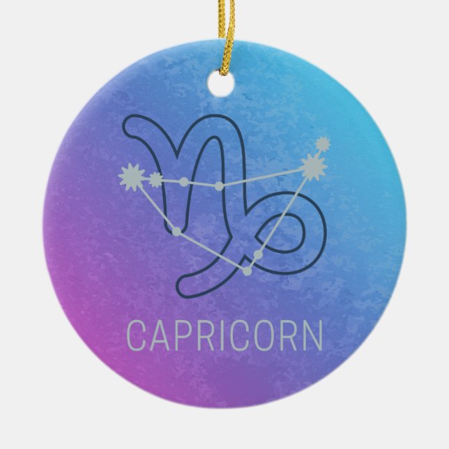 Capricorn Zodiac Star Sign Horoscope Constellation Keramik Ornament (Vorne)