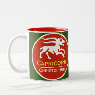 Capricorn Zodiac Star Sign mit dem Namen des Eigen Zweifarbige Tasse