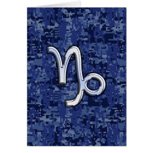 Capricorn Zodiac-Symbol auf Blue Digital-Camouflag