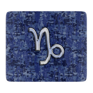 Capricorn Zodiac-Symbol auf Blue Digital-Camouflag Schneidebrett