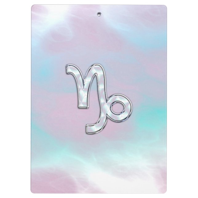 Capricorn Zodiac Symbol auf der Mutter von Pearl N Klemmbrett (Rückseite)