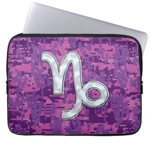 Capricorn Zodiac Symbol auf rosa Camouflage Laptopschutzhülle