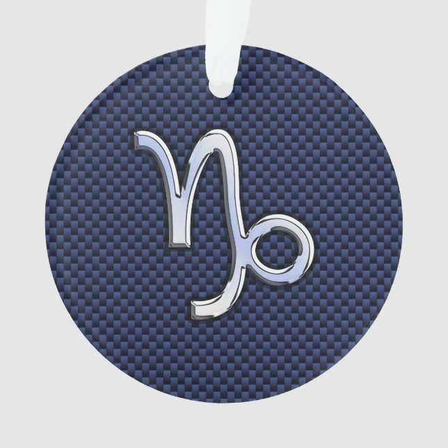 Capricorn Zodiac Symbol Blue Carbon Fiber Style Ornament (Vorderseite)