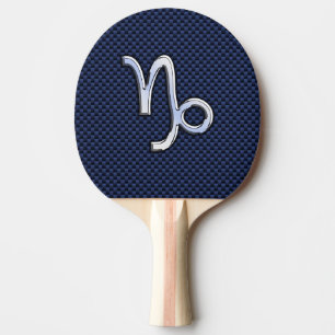 Capricorn Zodiac Symbol Blue Carbon Fiber Style Tischtennis Schläger