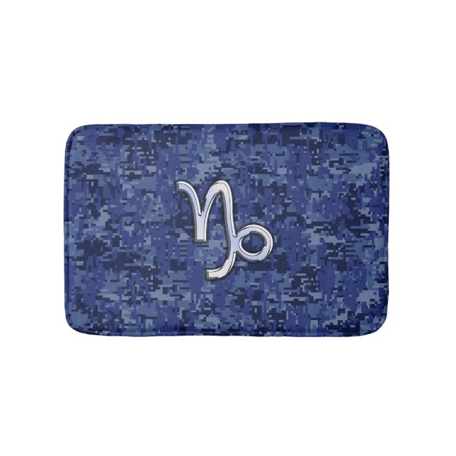 Capricorn Zodiac Symbol Blue Digital Camouflage Badematte (Vorderseite)