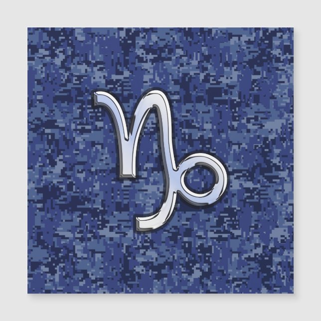 Capricorn Zodiac Symbol Blue Digital Camouflage Magnetkarte (Vorderseite)