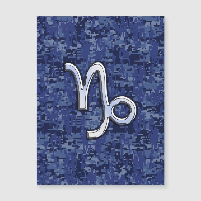 Capricorn Zodiac Symbol Blue Digital Camouflage Magnetkarte (Vorderseite)