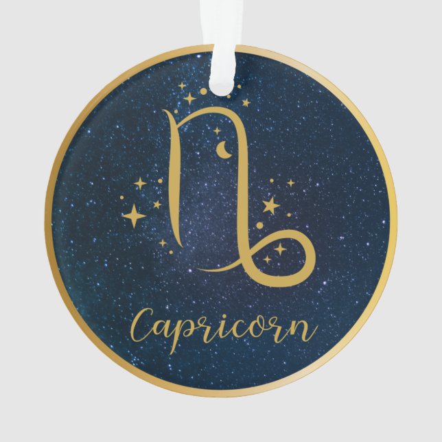 Capricorn Zodiac-Symbol goldblau personalisiert Ornament (Rückseite)