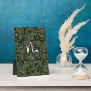 Capricorn Zodiac Symbol Green Digital Camouflage Fotoplatte