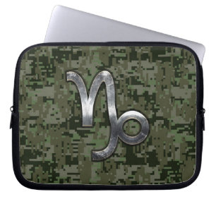 Capricorn Zodiac Symbol Green Digital Camouflage Laptopschutzhülle