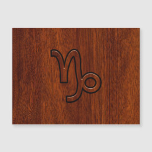 Capricorn Zodiac Symbol im Holzkörnerstil Magnetkarte