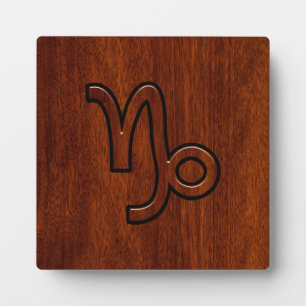 Capricorn Zodiac-Symbol im Mahagoni-Holzstil Fotoplatte