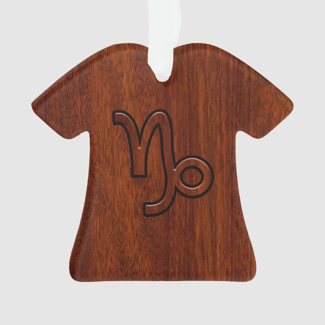 Capricorn Zodiac-Symbol im Mahagoni-Holzstil Ornament (Vorderseite)