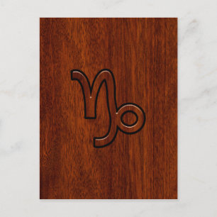 Capricorn Zodiac-Symbol im Mahagoni-Stil drucken Postkarte