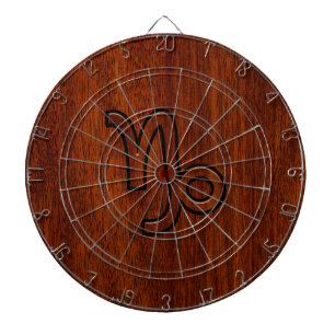 Capricorn Zodiac Symbol in Mahogany Brown Dartscheibe