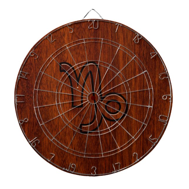 Capricorn Zodiac Symbol in Mahogany Brown Dartscheibe (vorne)