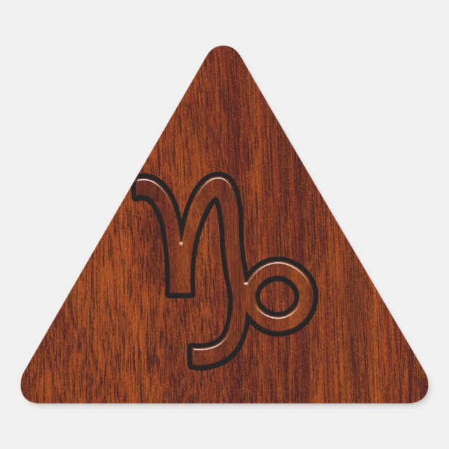 Capricorn Zodiac Symbol in Mahogany Brown Dreieckiger Aufkleber (Vorderseite)