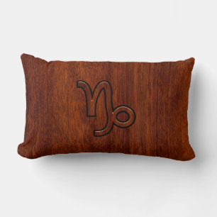 Capricorn Zodiac Symbol in Mahogany Brown Lendenkissen