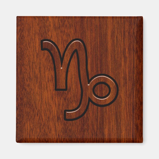 Capricorn Zodiac Symbol in Mahogany Brown Magnet (Vorne)